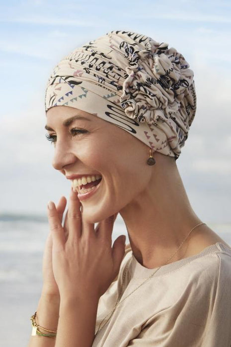 Lotus Turban Printed Linen by Christine Headwear (1245) | CLEARANCE