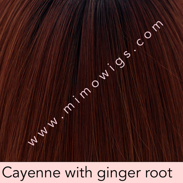 CAYENNE & GINGER ROOT • 33/350 R1B ••• A mixture of off-black and darkest brown root with a blend of burgundy red mahogany and chocolate cherry