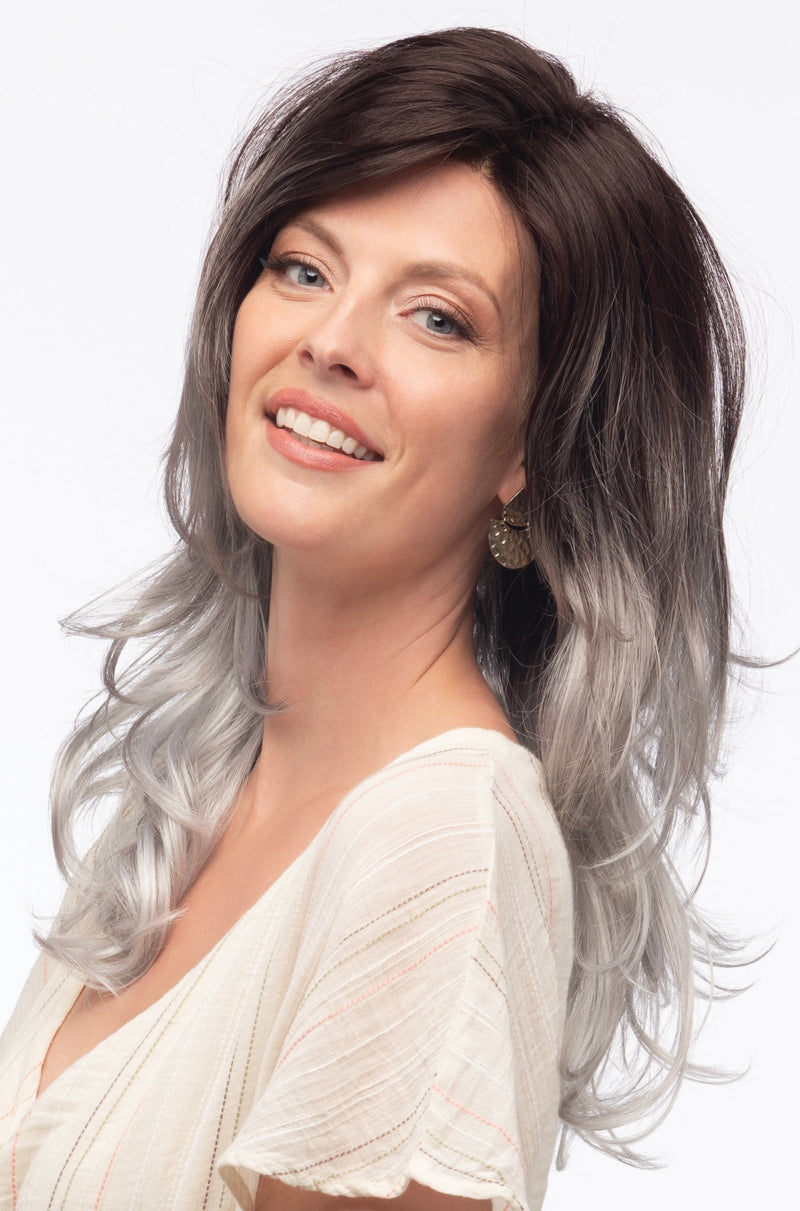 GRAYDIENT STORM ••• Dark Brown Roots that Melt into Light Gray & Silver Tones Towards the Ends