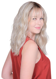 BOMBSHELL BLONDE • 60/88/1001R12 ••• Golden brown root wi pure blonde and satin blonde and a blend of white