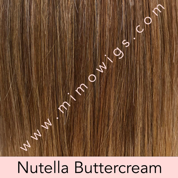NUTELLA BUTTERCREAM • 613/30/6 |  A blend of Med brown cinnamon w/ Lt brown & a hint of strawberry & cool blonde highlights