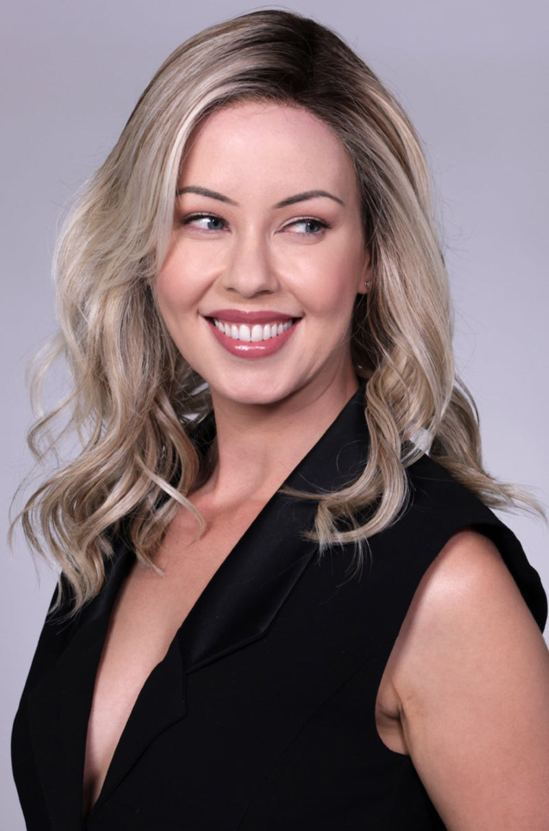 MILKSHAKE BLONDE ROOTED | 12/19/23+8 |  Mixture of Lt sandy brown highlighted w/ Lt ash blonde w/ a hint of Lt platinum blonde w/ Med root colour