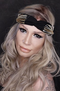 Carolina Black Laurel Crown by Masumi Headwear | shop name | Medical Hair Loss & Wig Experts.