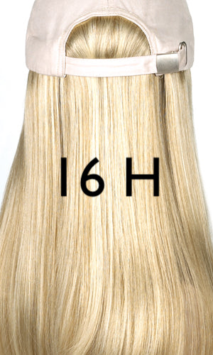 Beige Hat with Long Hair by Henry Margu | shop name | Medical Hair Loss & Wig Experts.