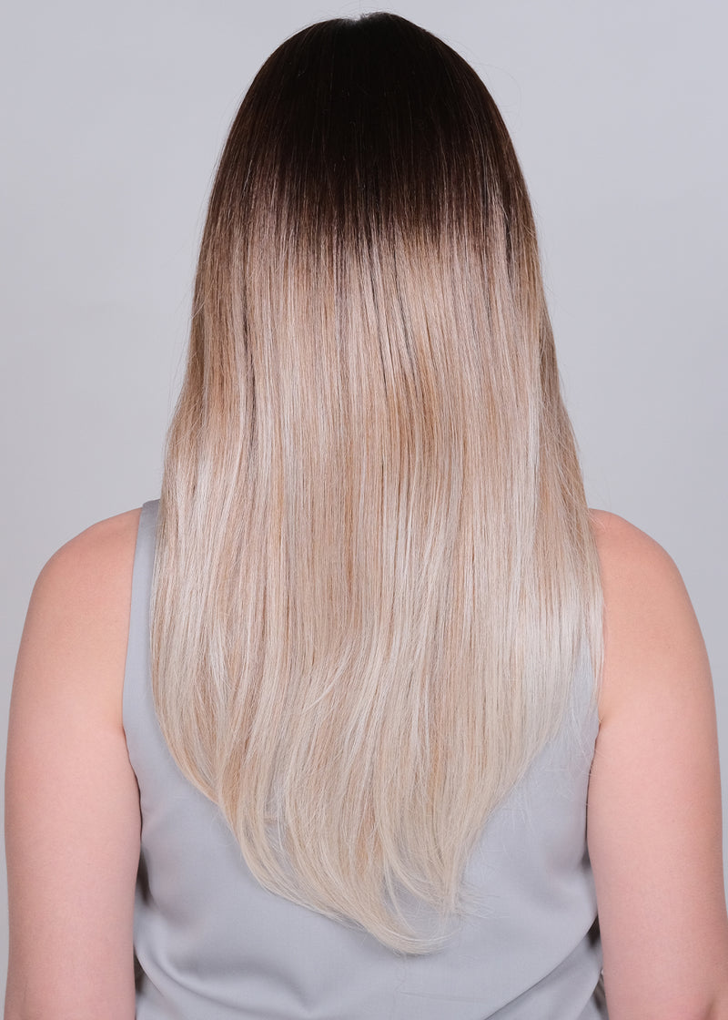 ROOTBEER FLOAT BLONDE • 16/88/103/8 ••• Multidimensional mid blonde dark blonde & light brown with some lt blonde fine highlights shaded with mid brown root