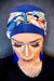 Yanna Navy Velvet Fiori Rossi by Masumi Headwear | shop name | Medical Hair Loss & Wig Experts.