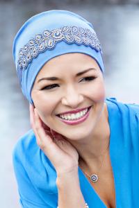 Carolina Blue Sky Diamond Crown by Masumi Headwear | shop name | Medical Hair Loss & Wig Experts.