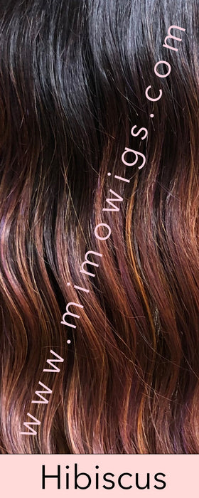 CHOCOLATE WITH CARAMEL • 8/27R4 ••• Dark brown root with a blend of med & chocolate brown