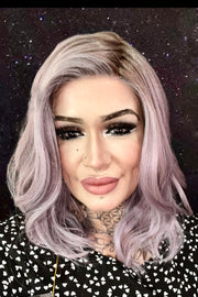 ICED LAVENDER LATTE • 86/20/21R8 ••• natural caramel medium brown roots and seamless blend of lavender pastels lilac & ice