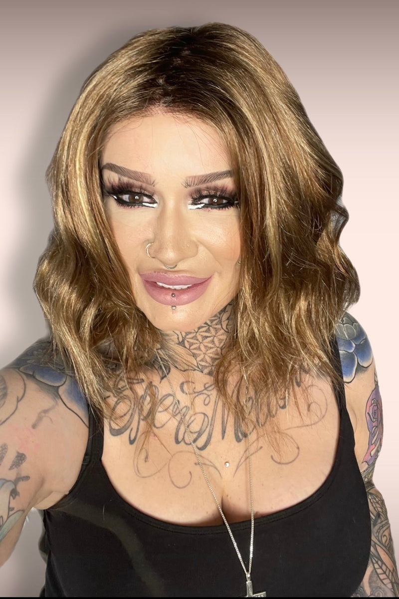 FS26/31s6 • SALTED CARAMEL | Med Natural Red Brown w/ Med Red Gold Blonde Bold Highlights & Shaded with Brown